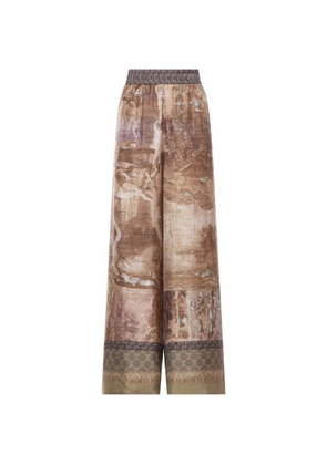 Pierre-Louis Mascia Aloe tapestry-inspired palazzo trousers - Brown