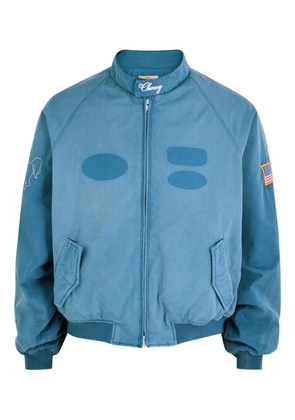 Cherry LA zip-up embroidered-detail bomber jacket - Blue