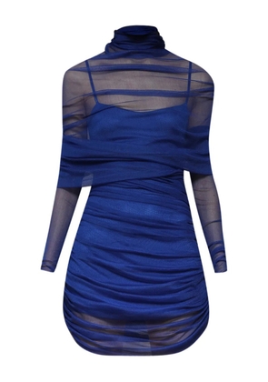 Christopher Esber sheer draped mini dress - Blue