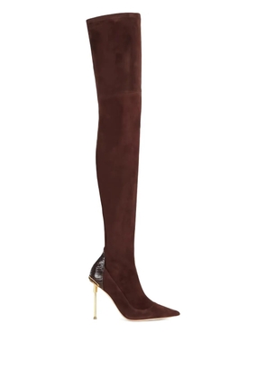 Elisabetta Franchi 100mm python-print leather boots - Brown