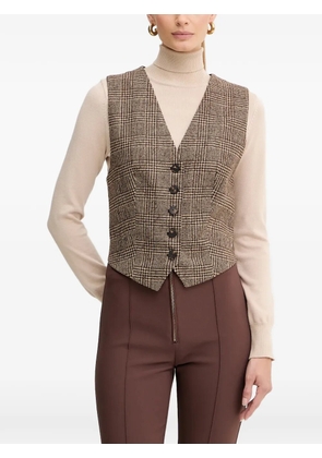 LUISA SPAGNOLI Soffiato checked buttoned waistcoat - Brown