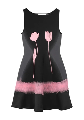 PH5 tulip-print peplum top - Black