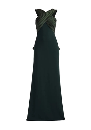 Tadashi Shoji criss-coss detail ruffled maxi dress - Green