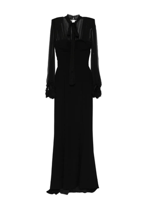 SILK LOVE & LACE Margot long-sleeve maxi dress - Black