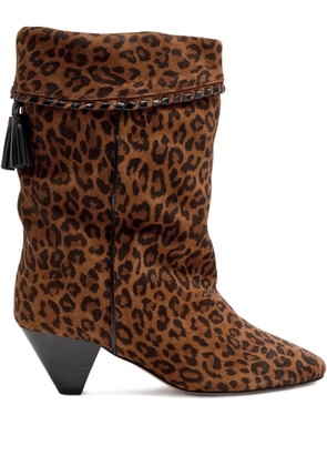 MARANT ÉTOILE Dalby leopard-print tassel boots - Brown