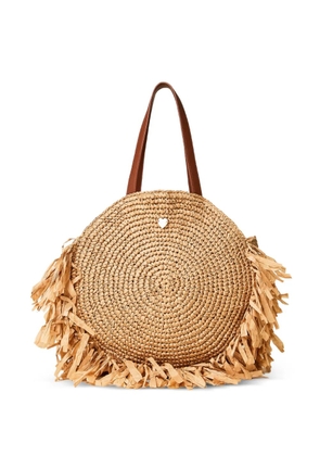 TWINSET fringed raffia tote bag - Neutrals