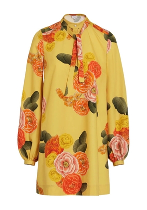 Giambattista Valli tie-neck floral dress - Yellow