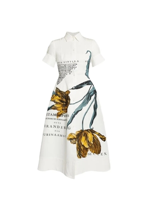 ERDEM floral-print midi shirt dress - White