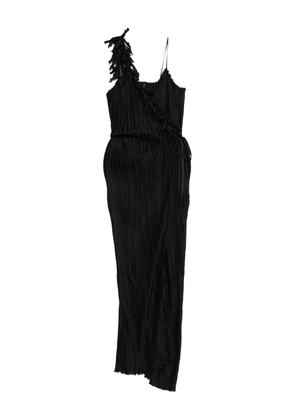 DAPHNE VALENTE Cyclon ruffle plissé maxi dress - Black