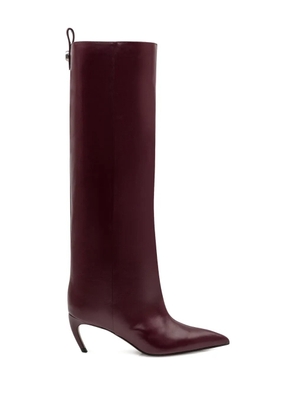 The Attico 65mm Lea pointed-toe leather boots - Red