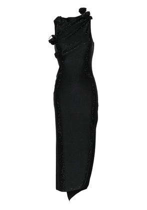 Coperni floral-appliqués rhinestone-embellished dress - Black