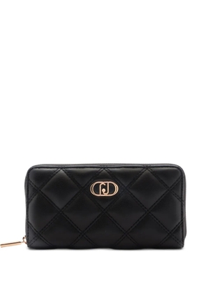 LIU JO monogram-plaque quilted wallet - Black