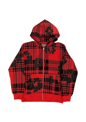 Denim Tears plaid zip-up hoodie - Red