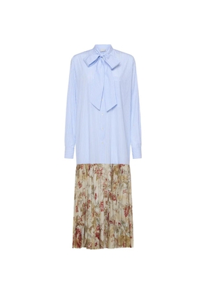 Pierre-Louis Mascia Cezhi stripped floral-print pleated midi shirt dress - Blue
