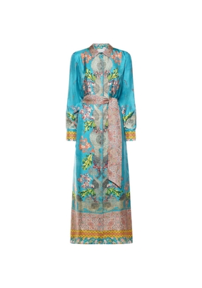 Pierre-Louis Mascia Aloe floral-print maxi shirt dress - Blue