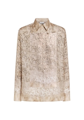 Pierre-Louis Mascia Aloe floral lace longsleeve shirt - Neutrals