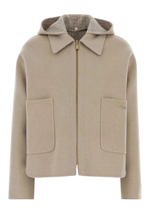FENDI zip-up hooded jacket - Neutrals