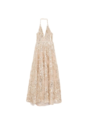 Saiid Kobeisy embroidered long dress - Gold