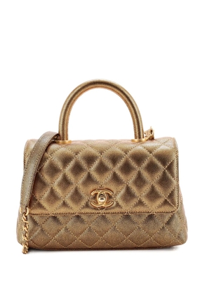 CHANEL Pre-Owned Coco Top Handle Bag Quilted Caviar Mini satchel - Gold