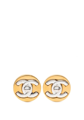 CHANEL Pre-Owned 1997 CC Gold Plated Turn Lock Round Clip On Earrings costume earrings