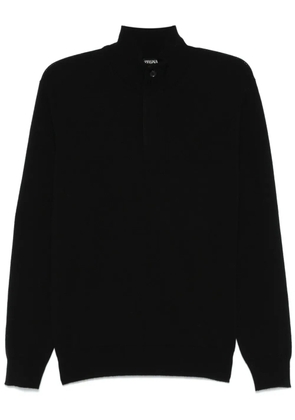 Zegna Black Oasi Cashmere Zip Mock Neck Sweater