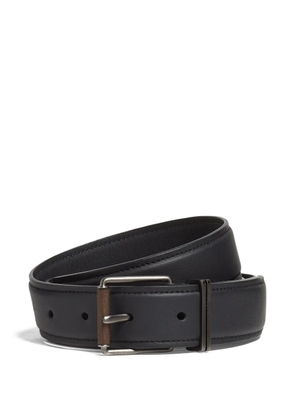 Zegna leather wood-effect buckle belt - Black