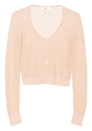 Chloé cropped pointelle-knit cardigan - Neutrals