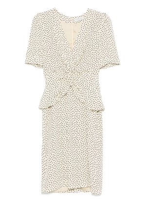 Alessandra Rich polka-dot silk midi dress - Neutrals