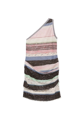 Missoni striped one-shoulder mini dress - Neutrals