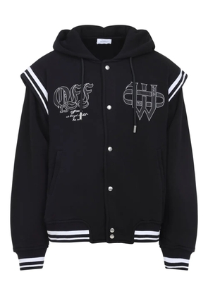 Off-White logo-embroidered hooded jacket - Black