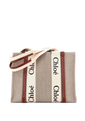 Chloé Pre-Owned Woody Canvas with Leather Medium tote bag - Neutrals
