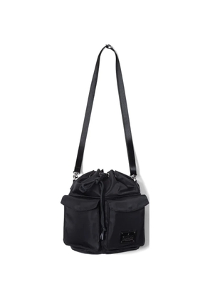 Makavelic drawstring double-pocket shoulder bag - Black
