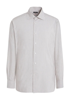 Zegna striped silk-cotton shirt - Grey