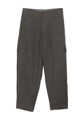 Y's linen straight-leg trousers - Grey