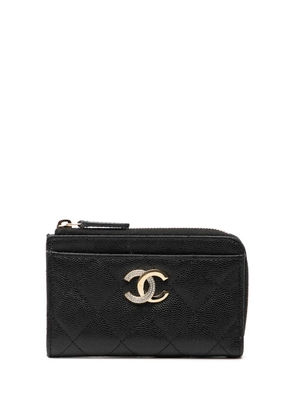 CHANEL Pre-Owned 2021-2026 CC Quilted Caviar Zip Around Coin and card holder - Black