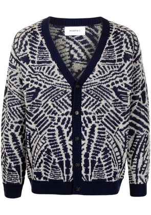 Ports V abstract-pattern cardigan - Blue
