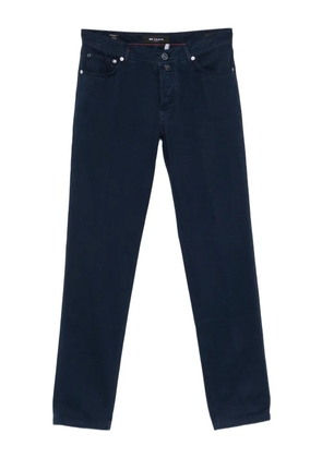 Kiton button-fastening tapered trousers - BLUE