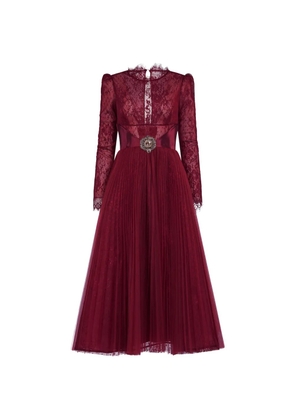 ARAFTU lace pleated dress - Red