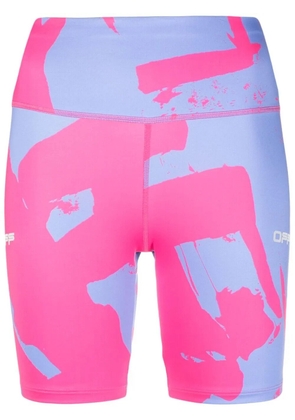 Off-White printed compression cycling shorts - Pink