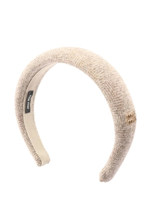 Miu Miu Pre-Owned 2020s logo-plaque head band - Neutrals