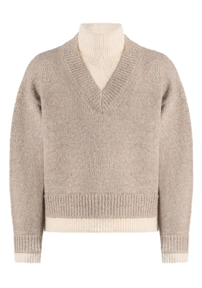 Manière De Voir Jacques double-layered V-Neck sweater - Neutrals