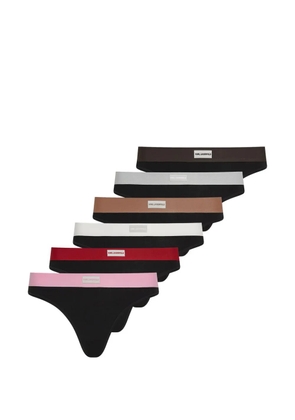 Karl Lagerfeld logo-waistband thong (set of six) - Black