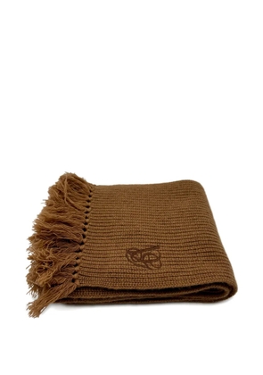 Valentino Garavani fringed logo-detail scarf - Brown