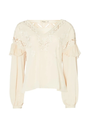 Temperley London Daphne ruffled embroidered blouse - Neutrals