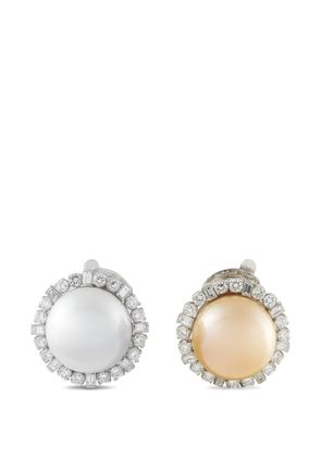 LB Exclusive diamond and pearl clip-on earrings - Silver