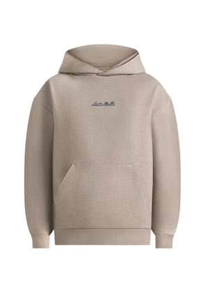 Manière De Voir Ollie logo-embroidery relaxed-fit taupe hoodie - Brown