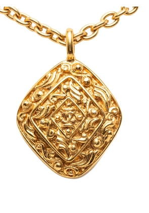 CHANEL Pre-Owned 1970-1980 CC Gold Plated Diamond Shape Pendant Necklace costume necklace