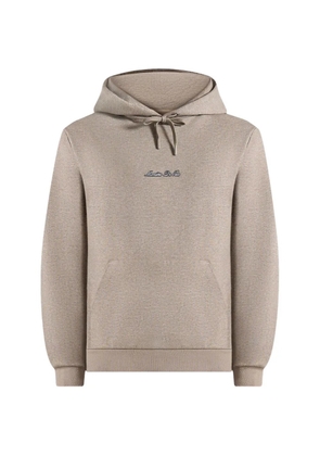 Manière De Voir Gustave logo-embroidery regular-fit taupe hoodie - Brown