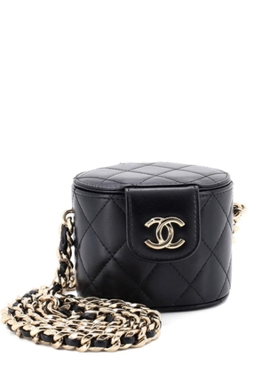 CHANEL Pre-Owned Resin Elegant Chain Tubular Vanity Case Quilted Lambskin Mini crossbody bag - Black