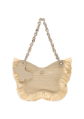 Blumarine Butterfly raffia shoulder bag - Neutrals